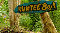 Cesta džunglí, vzadu mizí Pralesní žena