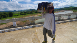 Nesl si kuřata / Catrying his chickens